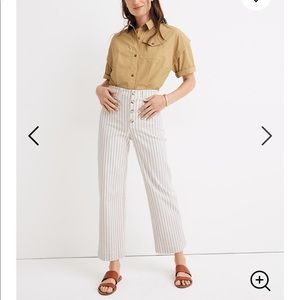 Madewell Wide-Leg Crop Pants in Indigo Stripe